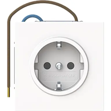 Busch-Jaeger 20 EUCBLI-44M wandcontactdoos randaarde Safety+ met oriëntatieverlichting Art Linear studiowit mat