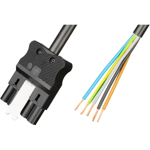 Adels AC166 ALCGS/525 37.5 aansluitkabel halogeenvrij male 5-polig 2,5mm² 20A 5M zwart