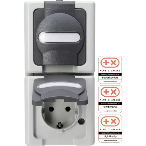Kopp 131456008 wandcontactdoos 2-voudig randaarde dks bedr verticaal IP44 grijs