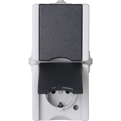 Kopp 947556008 opbouw wandcontactdoos 2-voudig randaarde deksel verticaal IP44 ProAQA grijs