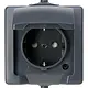 Kopp 107815006 wandcontactdoos 1-voudig randaarde deksel IP44 antraciet Nautic
