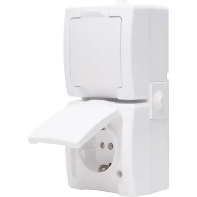 Kopp 136902009 wandcontactdoos 2-voudig randaarde deksel IP44 verticaal arctic wit