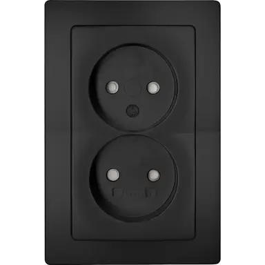 Kopp 944750081 wandcontactdoos 2-voudig zonder randaarde Safety+ voor enkele inbouwdoos HK05 Paris zwart mat