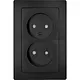 Kopp 944750081 wandcontactdoos 2-voudig zonder randaarde Safety+ voor enkele inbouwdoos HK05 Paris zwart mat