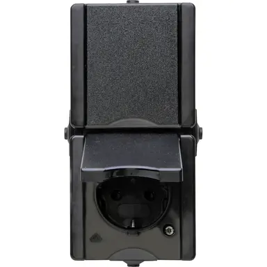 Kopp 947506003 opbouw wandcontactdoos voorbedraad 2-voudig randaarde deksel verticaal IP44 ProAQA zwart