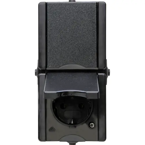 Kopp 947506003 opbouw wandcontactdoos voorbedraad 2-voudig randaarde deksel verticaal IP44 ProAQA zwart