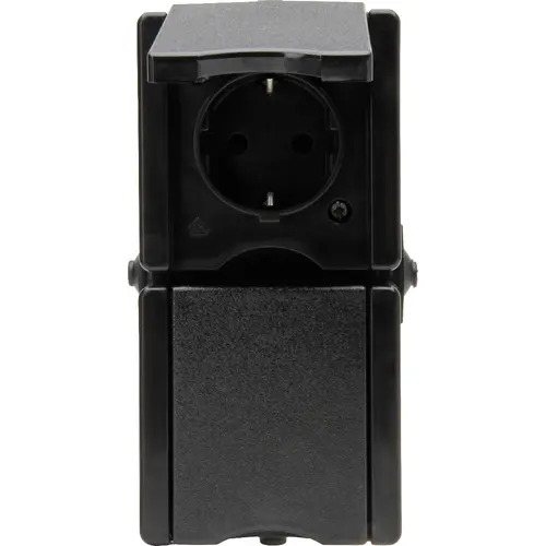 Kopp 947505002 opbouw wandcontactdoos 2-voudig randaarde deksel verticaal IP44 ProAQA zwart