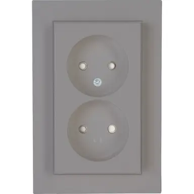 Kopp 950047007 wandcontactdoos 2-voudig zonder randaarde Safety+ voor enkele inbouwdoos HK07 Athenis staal grijs