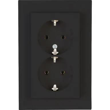 Kopp 929515007 wandcontactdoos 2-voudig randaarde voor enkele inbouwdoos HK07 Athenis antraciet