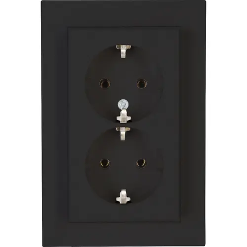 Kopp 929515007 wandcontactdoos 2-voudig randaarde voor enkele inbouwdoos HK07 Athenis antraciet