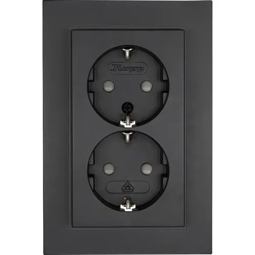 Kopp 940215003 wandcontactdoos 2-voudig randaarde Safety+ voor enkele inbouwdoos HK07 Athenis antraciet