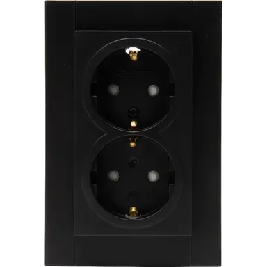 Kopp 940250006 wandcontactdoos 2-voudig randaarde Safety+ voor enkele inbouwdoos HK07 Athenis zwart mat