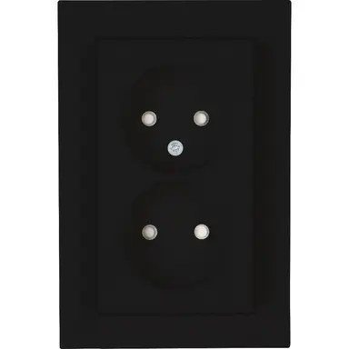 Kopp 950050007 wandcontactdoos 2-voudig zonder randaarde Safety+ voor enkele inbouwdoos HK07 Athenis zwart mat