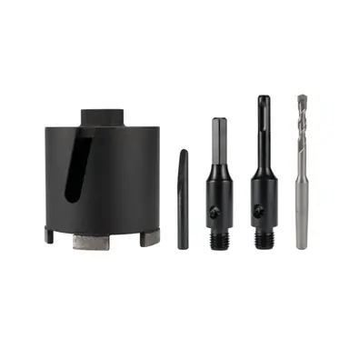 TIP TDB82 dozenboor 82mm SDS-plus en 6-kant aansluiting met centreerboor en uitdrijfspie