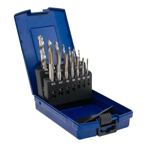 TIP TMTS14D Machinetapset 14-delig M3-M12 incl. boren
