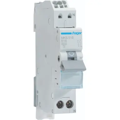Hager VKS01SG installatieautomaat 1p+N 16A B-karakteristiek 6kA Quickconnect