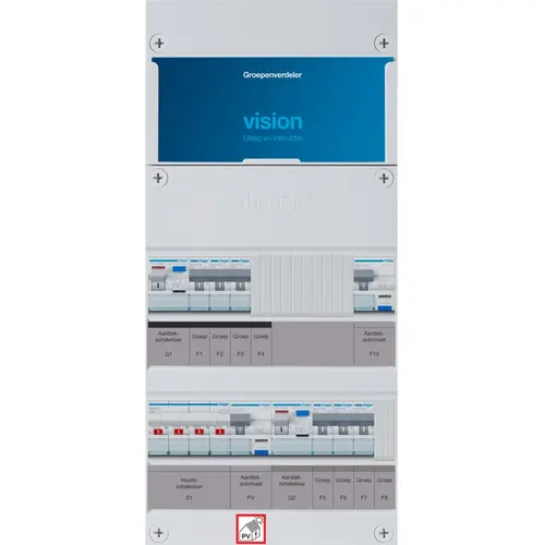 Hager VKG330F63-AR vision groepenkast 1/3 fase 6 groepen 2 aardlekschakelaars 1 hoofdschakelaar en een aardlekautomaat