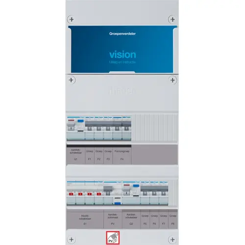 Hager VKG330F63-FR vision groepenkast 1/3 fase 6 groepen 2 aardlekschakelaars 1 hoofdschakelaar en een fornuisgroep