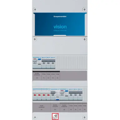Hager VKG330F63-R vision groepenkast 1/3 fase 6 groepen 2 aardlekschakelaars 1 hoofdschakelaar een extra fornuisgroep en aardlekautomaat