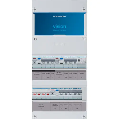 Hager VKG333L-FT vision groepenkast 1/3 fase 9 groepen 3 aardlekschakelaars 1 hoofdschakelaar