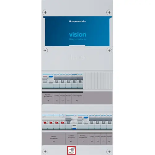 Hager VKG340F63-FR vision groepenkast 1/3 fase 7 groepen 2 aardlekschakelaars 1 hoofdschakelaar en een fornuisgroep