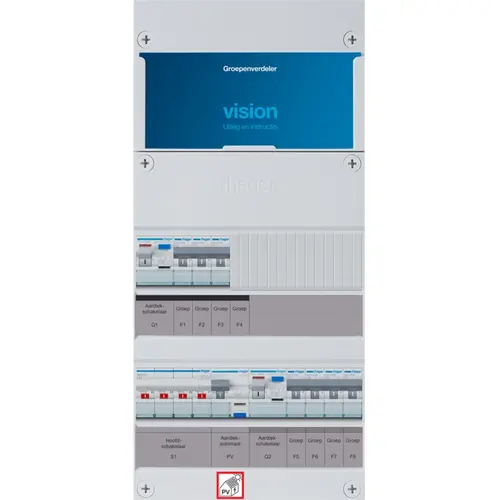 Hager VKG340F63-R vision groepenkast 1/3 fase 7 groepen 2 aardlekschakelaars 1 hoofdschakelaar