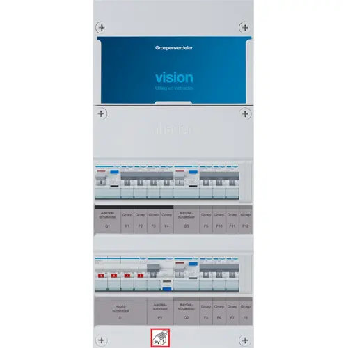 Hager VKG433F63-R vision groepenkast 1/3 fase 10 groepen 3 aardlekschakelaars 1 hoofdschakelaar