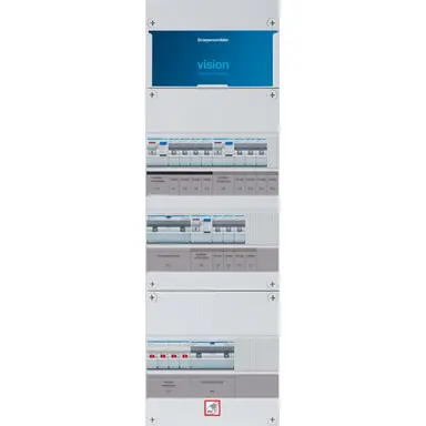 Hager VKG433M63-EP vision groepenkast 3 fase 10 groepen 3 aardlekschakelaars 1 hoofdschakelaar en een EV-automaat