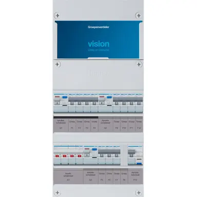 Hager VKG434L-A vision groepenkast 3 fase 11 groepen 3 aardlekschakelaars 1 hoofdschakelaar en een aardlekautomaat