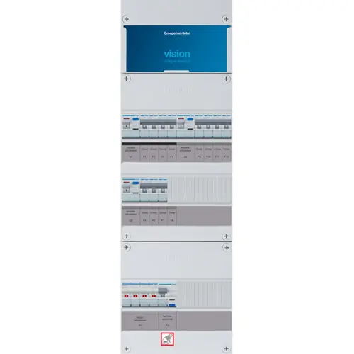 Hager VKG434M63-R vision groepenkast 3 fase 11 groepen 3 aardlekschakelaars 1 hoofdschakelaar