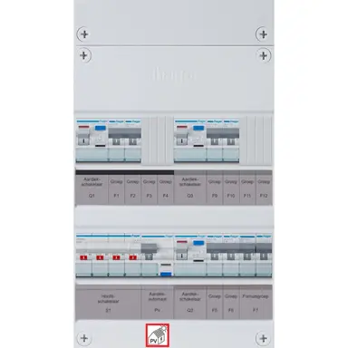 Hager VKL222F63-FR vision groepenkast 1/3 fase 6 groepen 3 aardlekschakelaars 1 hoofdschakelaar en een fornuisgroep