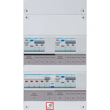 Hager VKL222F63-R vision groepenkast 1/3 fase 6 groepen 3 aardlekschakelaars 1 hoofdschakelaar