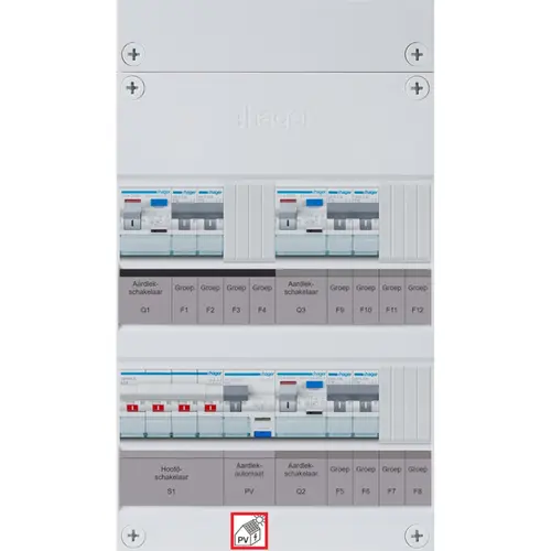 Hager VKL222F63-R vision groepenkast 1/3 fase 6 groepen 3 aardlekschakelaars 1 hoofdschakelaar