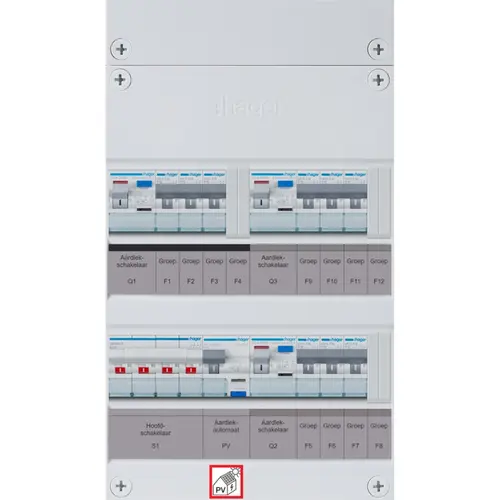 Hager VKL333F63-R vision groepenkast 1/3 fase 9 groepen 3 aardlekschakelaars 1 hoofdschakelaar