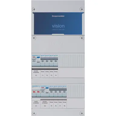 Hager VKG44E Vision groepenkast 1 fase 8 groepen 2 aardlekschakelaars en hoofdschakelaar