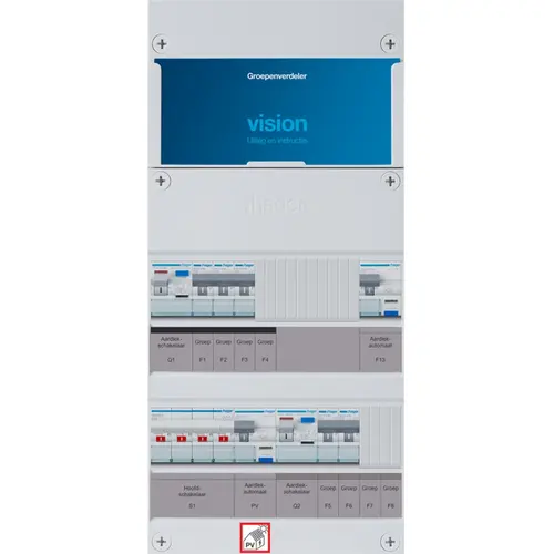 Hager VKG320F63-AR vision groepenkast 1/3 fase 5 groepen 2 aardlekschakelaars 1 hoofdschakelaar en extra aardlekautomaat
