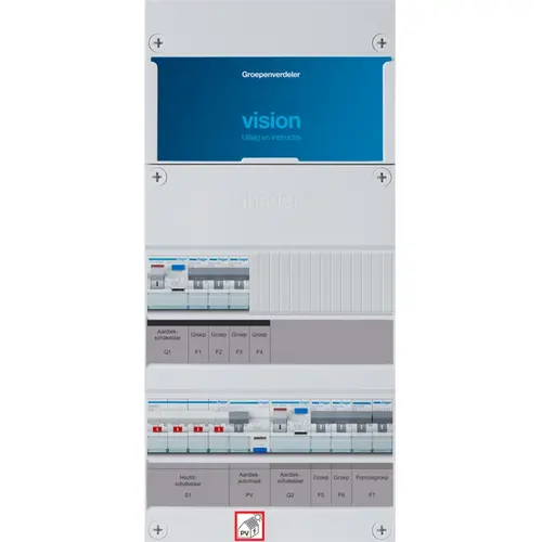 Hager VKG320F63-FR vision groepenkast 1/3 fase 5 groepen 2 aardlekschakelaars 1 hoofdschakelaar en fornuisgroep