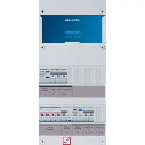 Hager VKG320F63-R vision groepenkast 1/3 fase 5 groepen 2 aardlekschakelaars 1 hoofdschakelaar