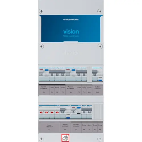 Hager VKG322F63-AR vision groepenkast 1/3 fase 7 groepen 3 aardlekschakelaars 1 hoofdschakelaar  en een aardlekautomaat