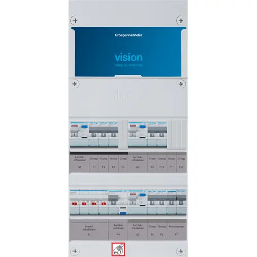 Hager VKG322F63-FR vision groepenkast 1/3 fase 7 groepen 3 aardlekschakelaars 1 hoofdschakelaar en extra fornuisgroep