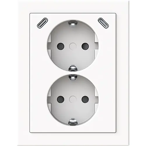 Busch-Jaeger 202EAPJRB2USBC-84 opbouw hoekstopcontact 2-voudig randaarde Safety+ en 2x USB C Future Linear studiowit glans
