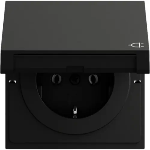 Gira 445474 wandcontactdoos randaarde met klapdeksel Systeem 70 zwart mat