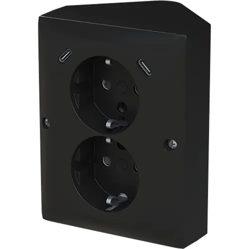 Busch-Jaeger 202EAPJRB2USBC-915 opbouw hoekstopcontact 2-voudig randaarde Safety+ en 2x USB C Balance SI zwart mat