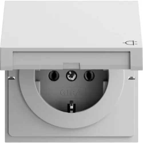 Gira 445476 wandcontactdoos randaarde met klapdeksel Systeem 70 grijs mat