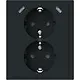 Busch-Jaeger 202EUJRB2USBC-885 wandcontactdoos 2-voudig randaarde Safety+ en 2x USB C voor enkele inbouwdoos Future Linear zwart mat