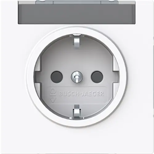 Busch-Jaeger 20 EUCNB-44G wandcontactdoos randaarde Safety+ met tekstkader Art Linear studiowit glans
