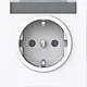 Busch-Jaeger 20 EUCNB-44G wandcontactdoos randaarde Safety+ met tekstkader Art Linear studiowit glans