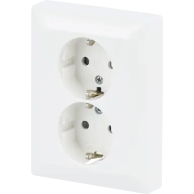 Busch-Jaeger 202 EUJRB-914 wandcontactdoos 2-voudig randaarde kindveilig voor enkele inbouwdoos Balance SI wit glans