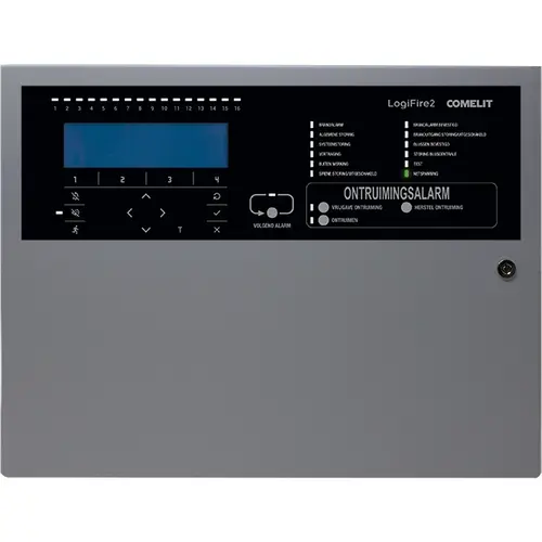 Comelit 41CPE212NL geadresseerde brandmeldcentrale opbouw 230V 48 meldgroepen 250 adressen geïntegreerde noodstroomvoorziening