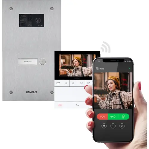 Comelit KVS2011LS intercomkit buiten- en binnenpost inbouw zilver handsfree richtbare camera smartphonekoppelbaar
